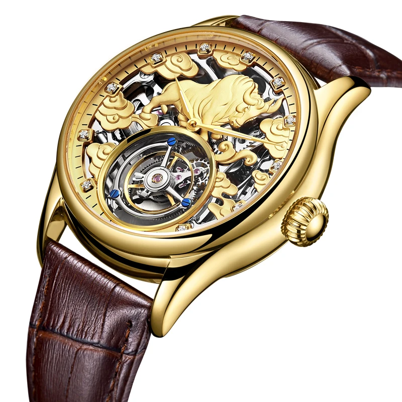 Tourbillon механические часы для мужчин Топ бренд сапфировые зеркальные Оригинальные