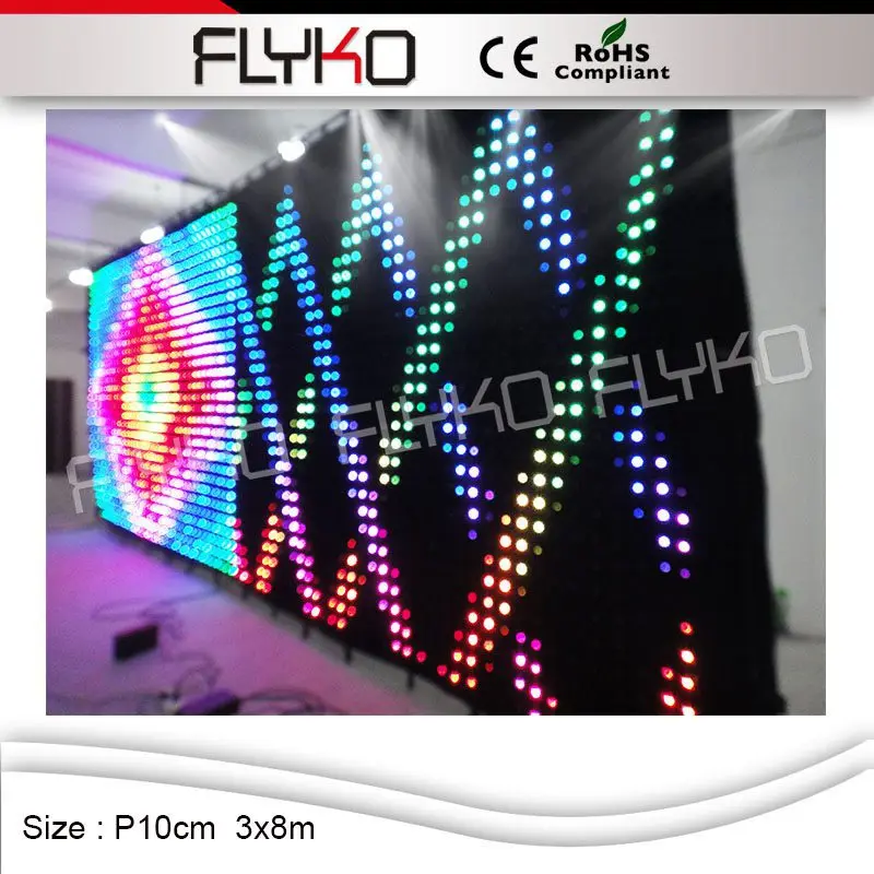 FLYKO сценический DMX/PC огнеупорный гибкий тканевый светодиодный видео