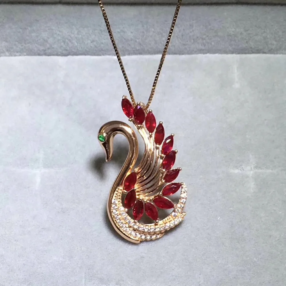 natural red ruby Pendant natural gemstone pendant necklace S925 silver Elegant personality swan Women wedding party jewelery
natural red ruby Pendant natural gemstone pendant necklace S925 silver Elegant personality swan Women wedding party jewelery