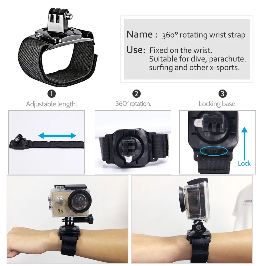 For Gopro Accessories 360 Degree Wrist Hand Strap Band Tripod Mount Holder For Gopro Hero 4 5 6 7 for Xiaomi Yi 4K Action Camera
For Gopro Accessories 360 Degree Wrist Hand Strap Band Tripod Mount Holder For Gopro Hero 4 5 6 7 for Xiaomi Yi 4K Action Camera