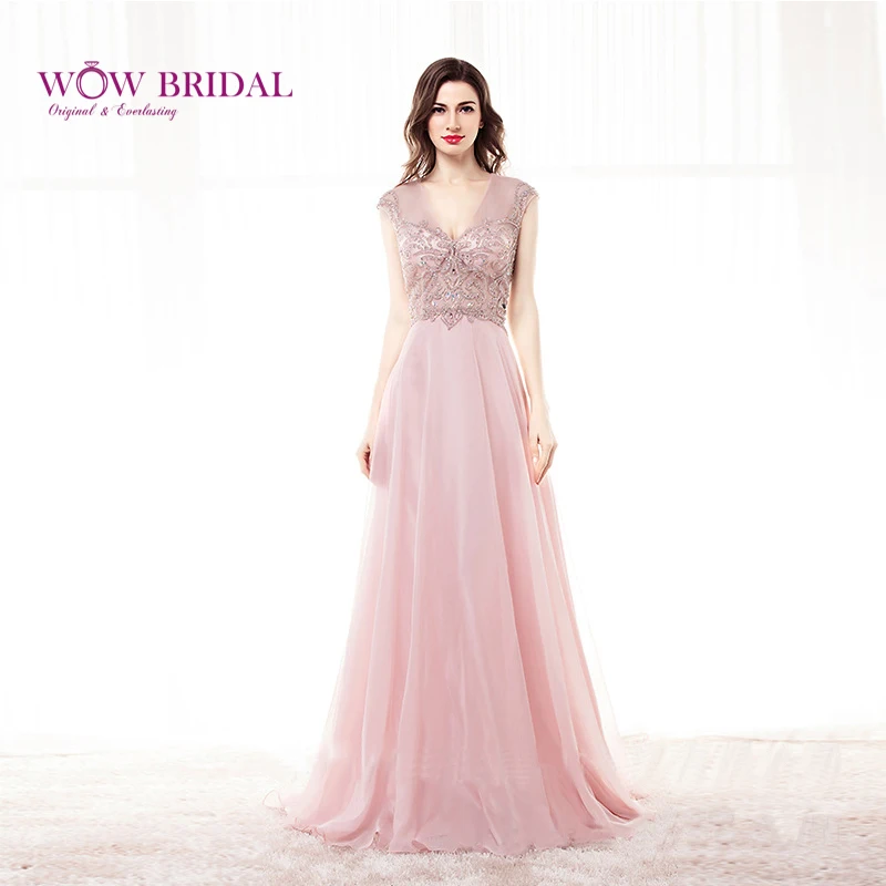 Wowbridal Gorgeous Pink Long Evening Dress Sexy V-Neck Sheer Open Back Crystal Beaded Sweep Train A-Line Party Gown with Ruffles
Wowbridal Gorgeous Pink Long Evening Dress Sexy V-Neck Sheer Open Back Crystal Beaded Sweep Train A-Line Party Gown with Ruffles