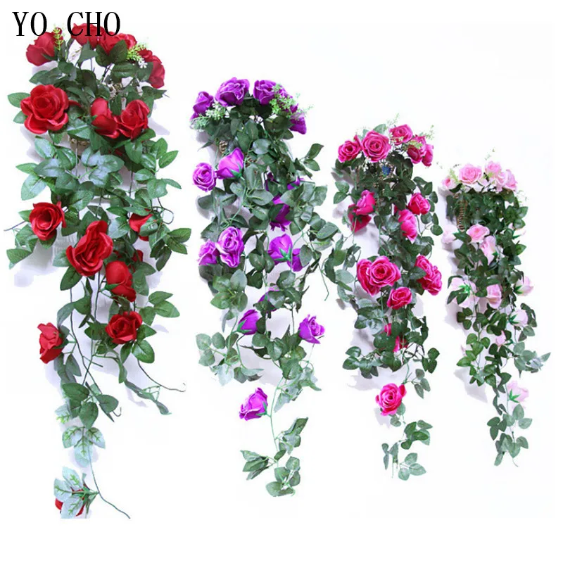 YO CHO Silk Roses Artificial Flower Vines Wedding Wall Center Hanging Basket Flower Fake White Flowers Home Garden Outdoor Decor
YO CHO Silk Roses Artificial Flower Vines Wedding Wall Center Hanging Basket Flower Fake White Flowers Home Garden Outdoor Decor