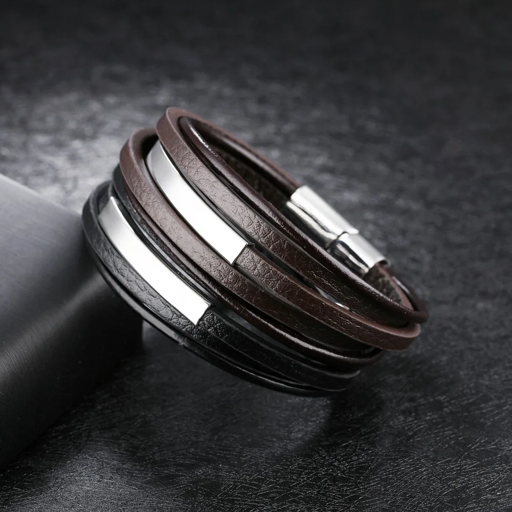 Fashion Jewelry Stainless Steel 2 Color Leather Bracelet For Men Hot Sales Charm Male Vintage Bracelets Bangles
Fashion Jewelry Stainless Steel 2 Color Leather Bracelet For Men Hot Sales Charm Male Vintage Bracelets Bangles
