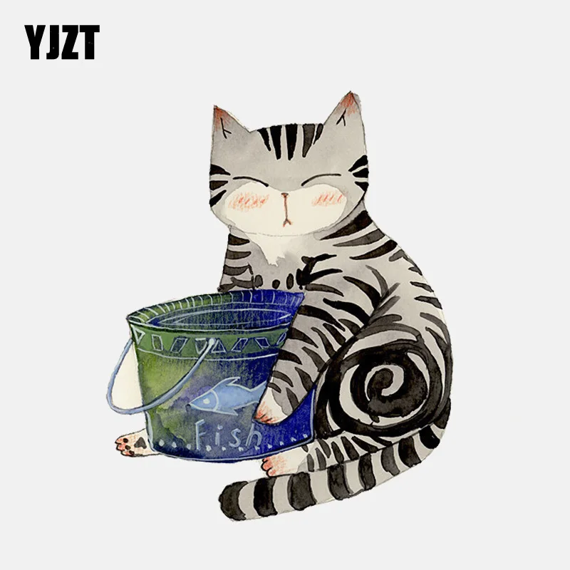 YJZT 10 3 см * 12 7 Высокое качество котенок держит ведро ПВХ стикер автомобиля 11-01164 |