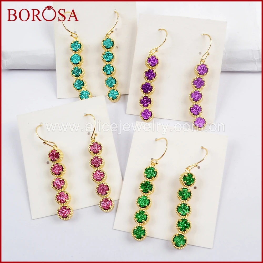 Серьги-подвески BOROSA, 3 пары, модные золотые, круглые, Drusy Titanium, цвета морской волны, радужные друзы, украшения для женщин и девочек, ZG0350
Серьги-подвески BOROSA, 3 пары, модные золотые, круглые, Drusy Titanium, цвета морской волны, радужные друзы, украшения для женщин и девочек, ZG0350