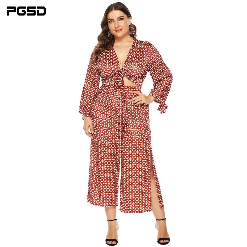 PGSD Autumn casual sexy Point printed V Neck long sleeve bandage Forked Fashion Two-piece suit female big size women clothes 4XL
PGSD Autumn casual sexy Point printed V Neck long sleeve bandage Forked Fashion Two-piece suit female big size women clothes 4XL