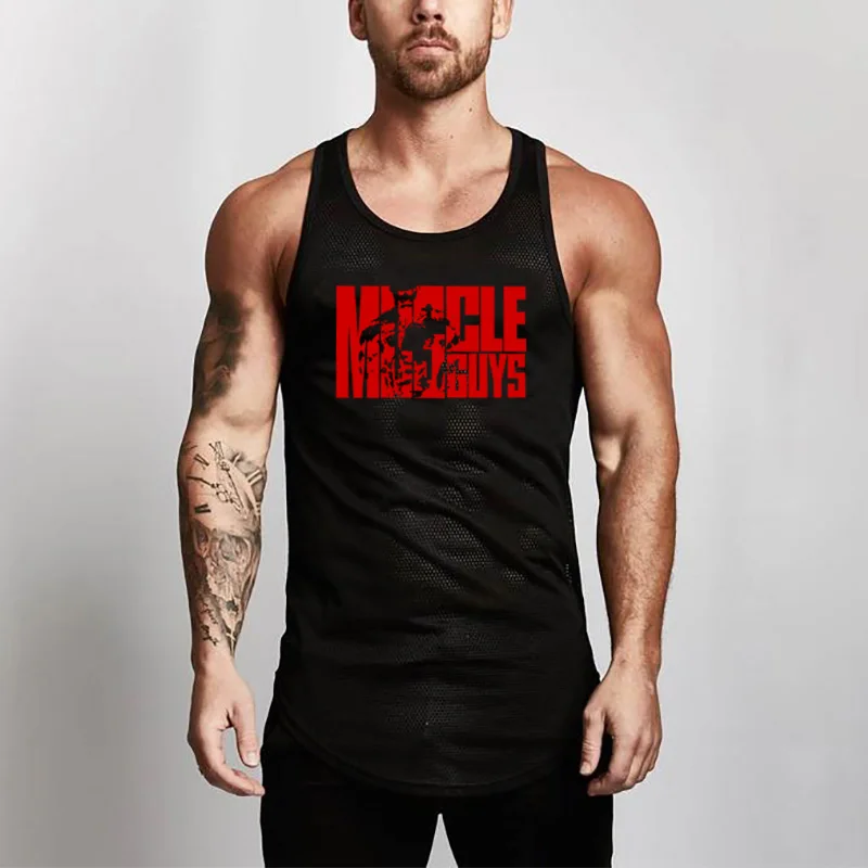 

Brand mens tank tops shirt mesh bodybuilding stringer tanktop fitness singlet sexy Sleeveless slim fit tank gyms clothing