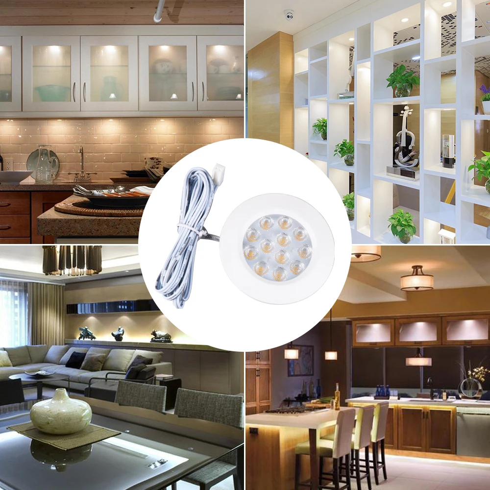 Kitchen Lighting LED Cabinet Lights Puck Aluminum Round Cupboard Shelf closet Light Fixtures 3W Wardrobe Furniture Counter Lamps
Kitchen Lighting LED Cabinet Lights Puck Aluminum Round Cupboard Shelf closet Light Fixtures 3W Wardrobe Furniture Counter Lamps
