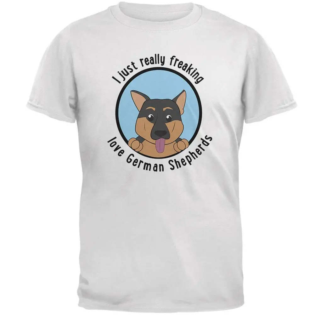 Мужская мягкая футболка с надписью I Just Love German Shepherds Dog стильная круглым вырезом из