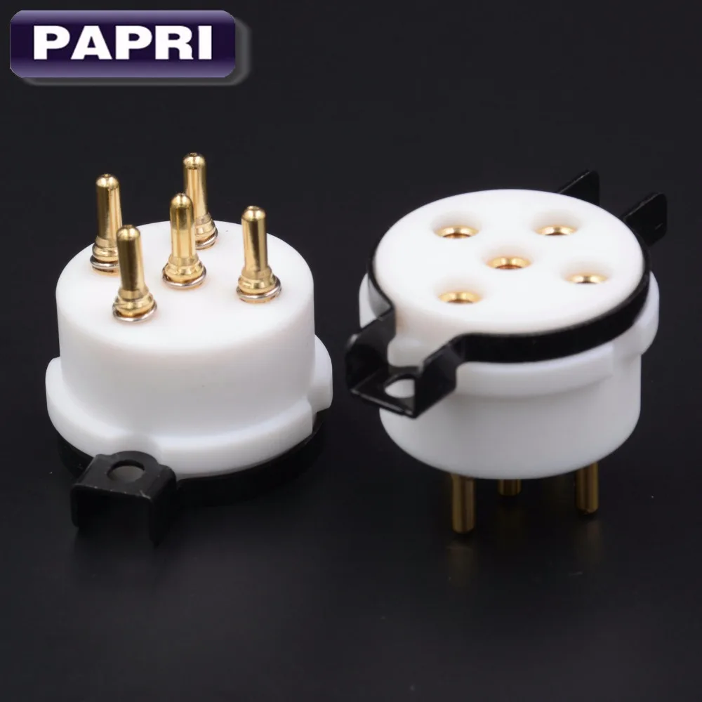 PAPRI 10PCS 5Pin Vacuum Tube Socket PTFE Chassis Mount B5 Gold Plated Brass Feet Audio Hifi DIY Amplifier For PX25 PX4 ML4
PAPRI 10PCS 5Pin Vacuum Tube Socket PTFE Chassis Mount B5 Gold Plated Brass Feet Audio Hifi DIY Amplifier For PX25 PX4 ML4
