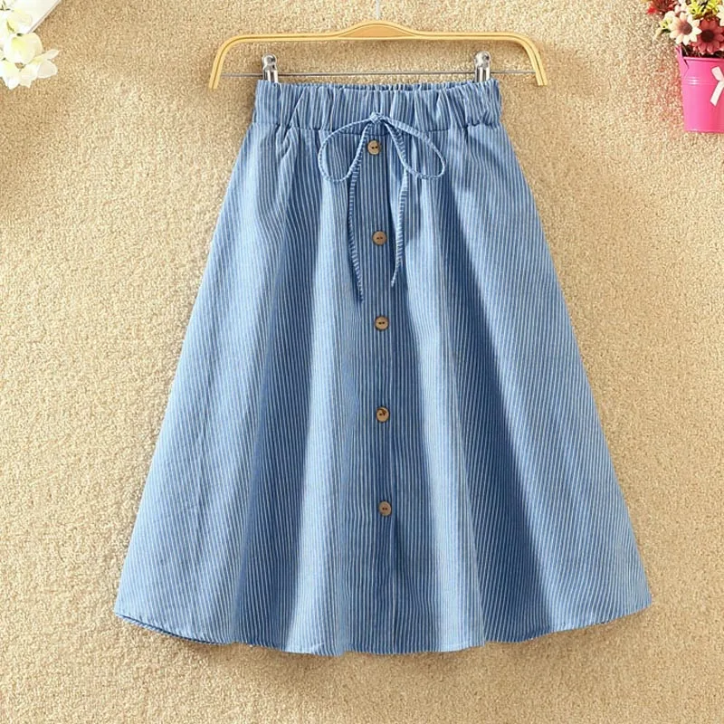 2021 Spring Summer Striped Midi Skirt Women Denim Skirts High Waist A-Line Big Hem Casual Skirt Female Sun School Skirt Femme
2021 Spring Summer Striped Midi Skirt Women Denim Skirts High Waist A-Line Big Hem Casual Skirt Female Sun School Skirt Femme