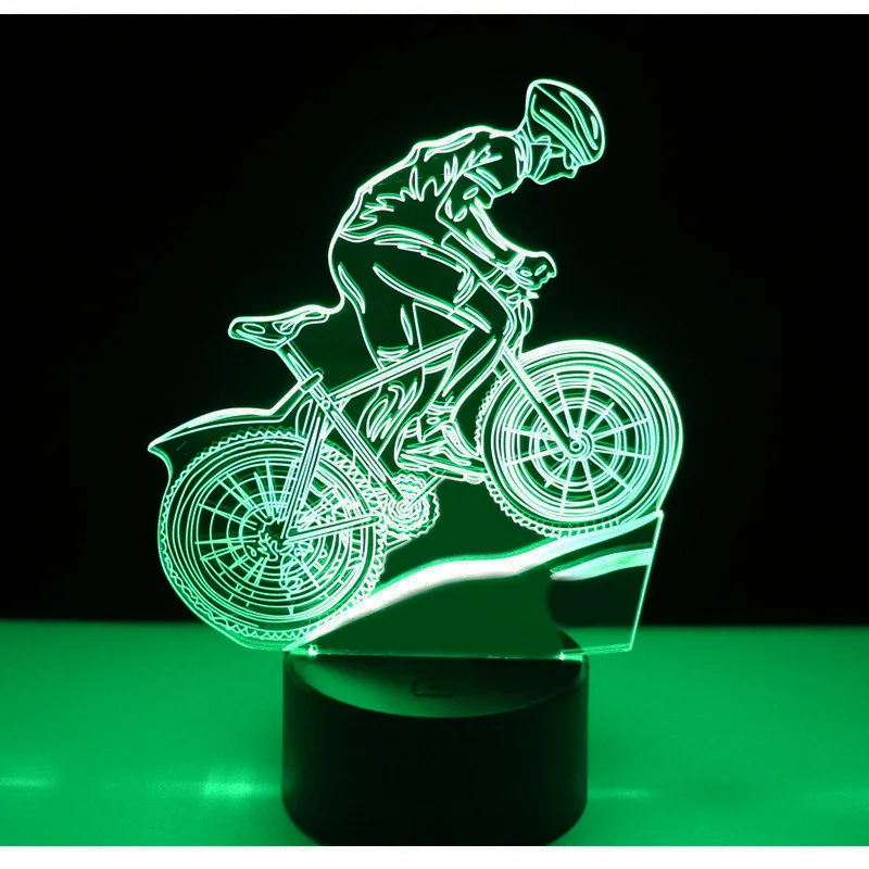3D LED Night Light Ride on a Bicycle Mountain Bike with 7 Colors Light for Home Decoration Lamp Amazing Visualization Optical
3D LED Night Light Ride on a Bicycle Mountain Bike with 7 Colors Light for Home Decoration Lamp Amazing Visualization Optical
