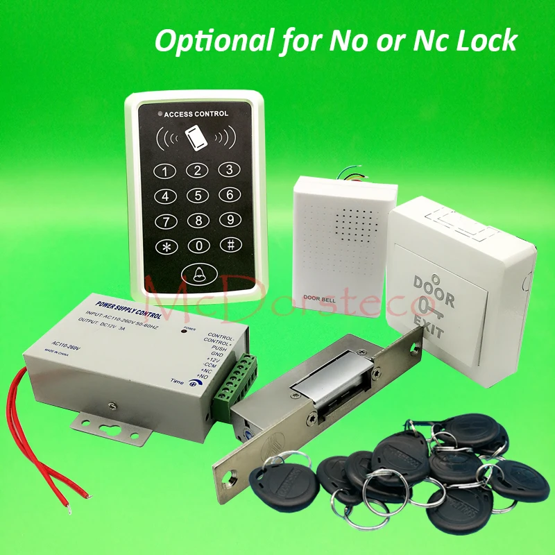 125khz Rfid Card Door Access Control kit Full Door Access Kit Yli YS131 No Nc Narrow tyep electric strike lock + Power Supply
125khz Rfid Card Door Access Control kit Full Door Access Kit Yli YS131 No Nc Narrow tyep electric strike lock + Power Supply