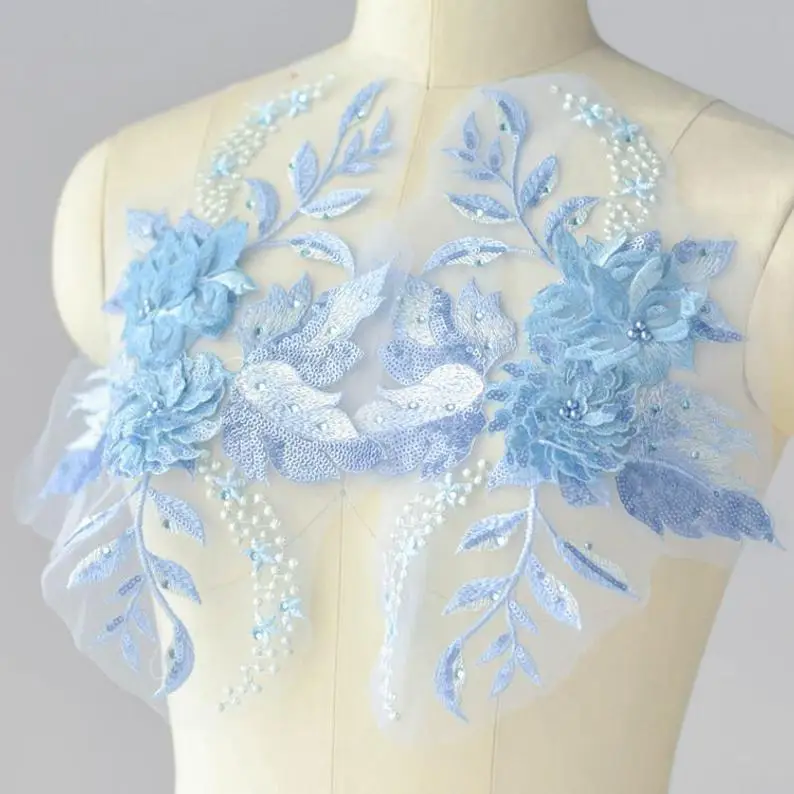 Multi color heavy sewing bead 3d florals Bridal motif bodice 5Pairs,Sequins Embroidered beige blue applique Wedding supplies
Multi color heavy sewing bead 3d florals Bridal motif bodice 5Pairs,Sequins Embroidered beige blue applique Wedding supplies