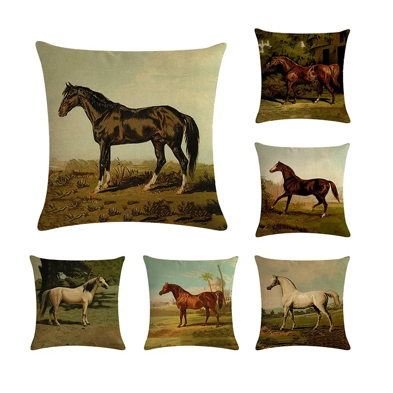 45cm*45cm Retro art oil painting horse pattern linen/cotton cushion cover and sofa pillow case Home decorative pillow cover
45cm*45cm Retro art oil painting horse pattern linen/cotton cushion cover and sofa pillow case Home decorative pillow cover