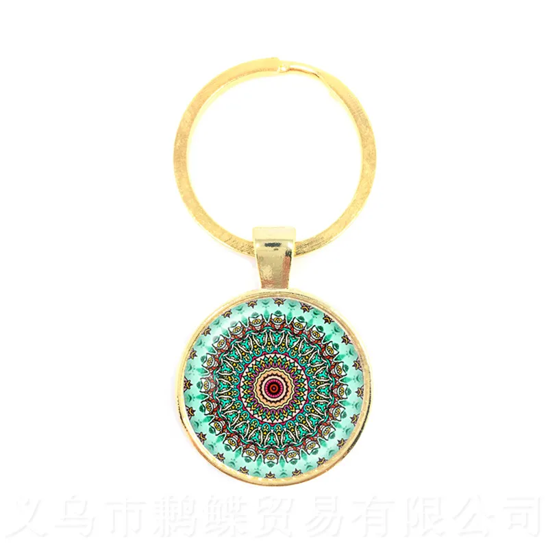 Om брелки стеклянный кабошон Мандала кольцо для ключей буддизм купол индуистские