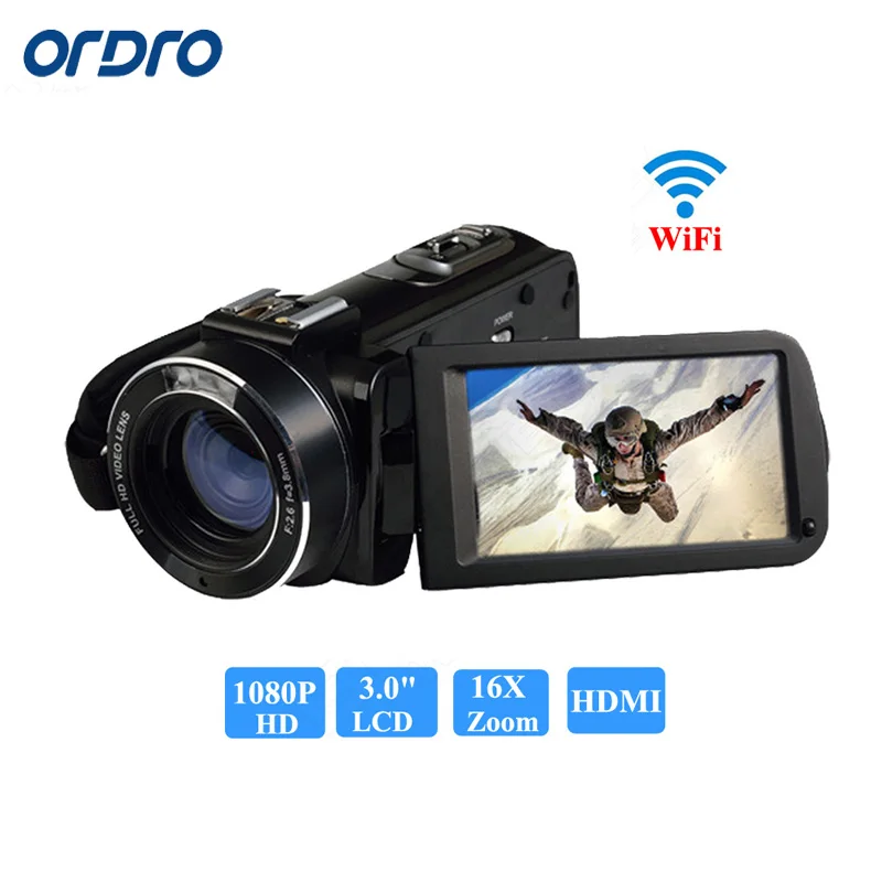 ORDRO HDV Z20 видеокамера с микрофоном 3 0 "сенсорный экран Экран ЖК дисплей 24MP 16X зум