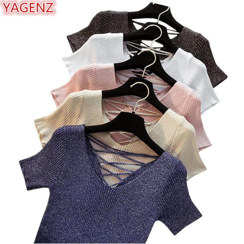 YAGENZ Ladies Short sleeve Sweater Women Tops Summer Clothes Sweater Women Pullover Lace-up Short Thin Knitted Sweater V-neck K7
YAGENZ Ladies Short sleeve Sweater Women Tops Summer Clothes Sweater Women Pullover Lace-up Short Thin Knitted Sweater V-neck K7