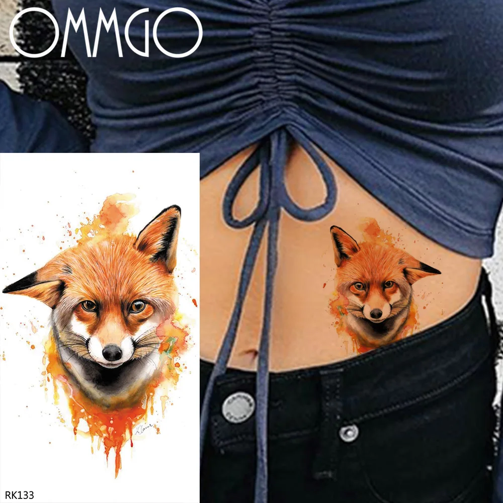 

OMMGO Fox Graffiti Draw Temporary Tattoos For Women Sticker Waterproof Fake Tattoo Custom Tatoos Body Art Arm Animal Makeup