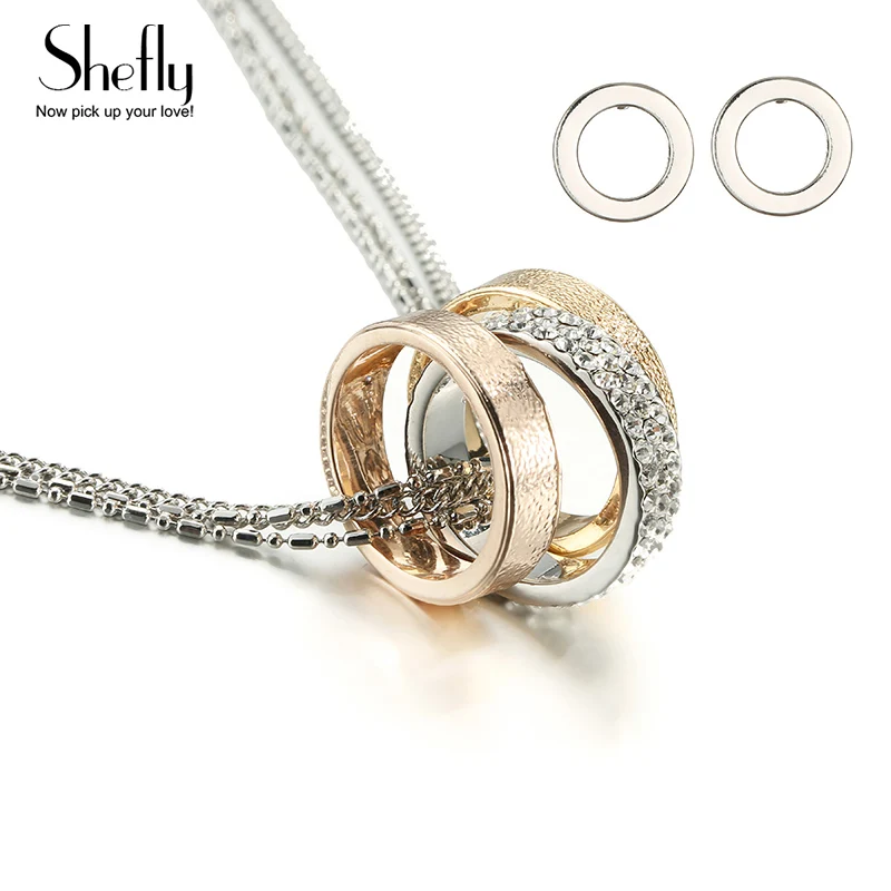 Shefly Design Fashion Jewelry High Quality Zircon Ring Drop Pendant Necklace Gold Silver Color Circle With 70cm Layered Chain
Shefly Design Fashion Jewelry High Quality Zircon Ring Drop Pendant Necklace Gold Silver Color Circle With 70cm Layered Chain