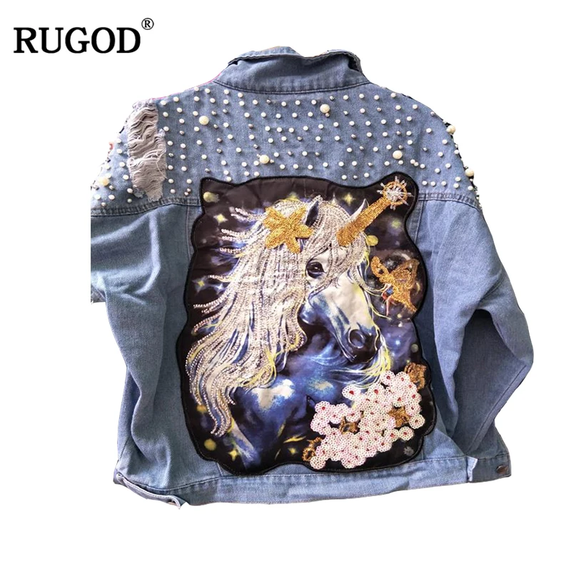 Женская джинсовая куртка RUGOD, расшитая бисером, с карманами, с забавным рисунком, Свободное пальто, верхняя одежда, Женская куртка, 2019
Женская джинсовая куртка RUGOD, расшитая бисером, с карманами, с забавным рисунком, Свободное пальто, верхняя одежда, Женская куртка, 2019