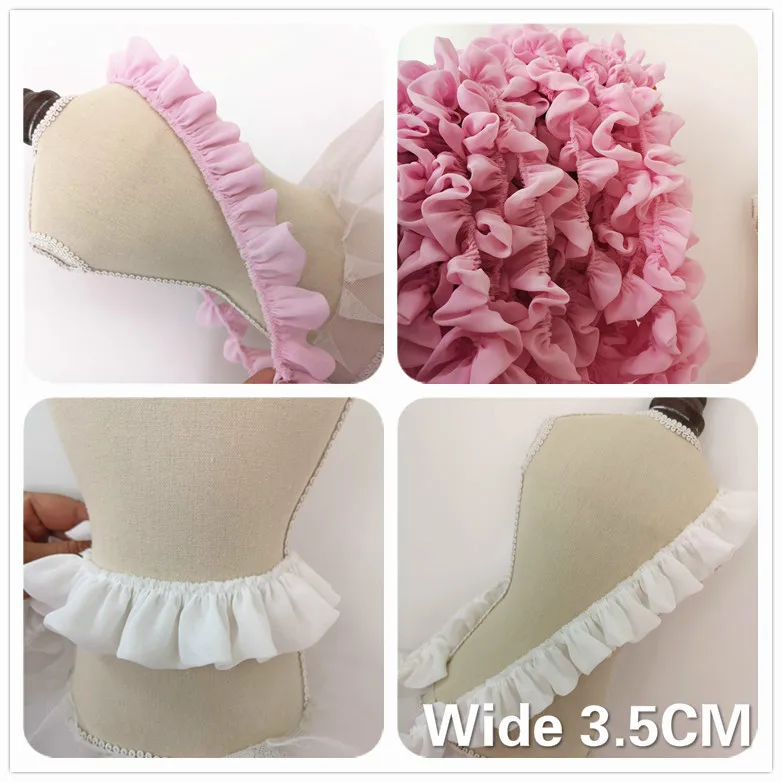 3.5CM Wide Luxury 3D Pleated Soft Chiffon Lace Elastic Fabric Applique Ruffle Trim Guipure Ribbon DIY Dress Sewing Decoration
3.5CM Wide Luxury 3D Pleated Soft Chiffon Lace Elastic Fabric Applique Ruffle Trim Guipure Ribbon DIY Dress Sewing Decoration