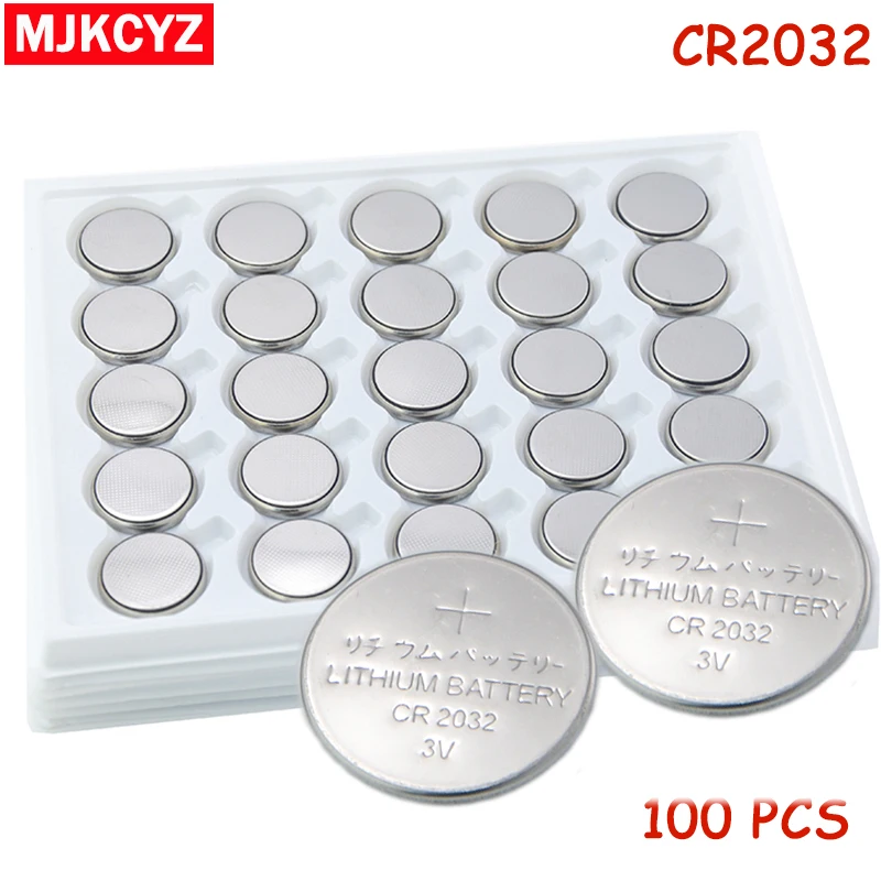 100 шт./лот CR2032 3 в батарейный аккумулятор монетный литиевая батарея cr 2032 для часов