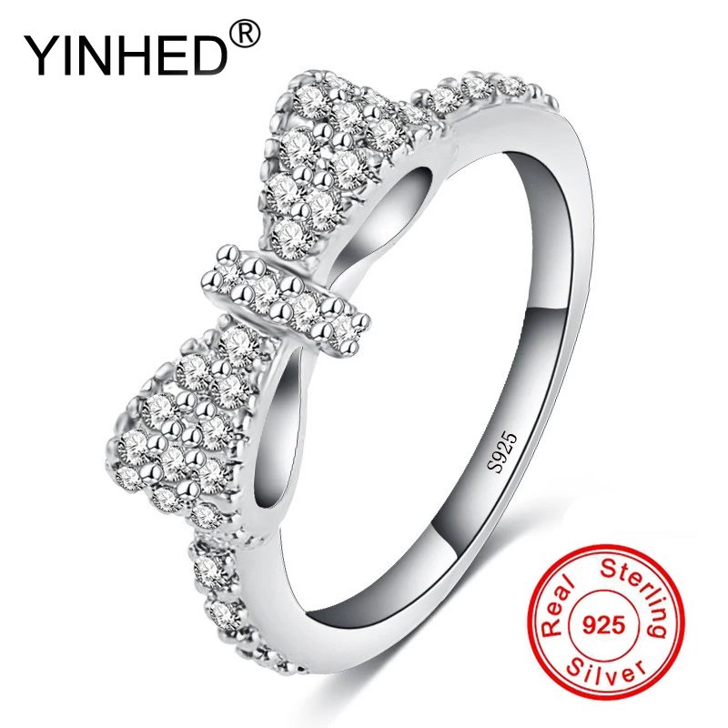 YINHED Lovely Cute Bow-Knot Ring Real 925 Sterling Silver Micro Pave CZ Wedding Rings For Women Birthday Gift ZR667
YINHED Lovely Cute Bow-Knot Ring Real 925 Sterling Silver Micro Pave CZ Wedding Rings For Women Birthday Gift ZR667