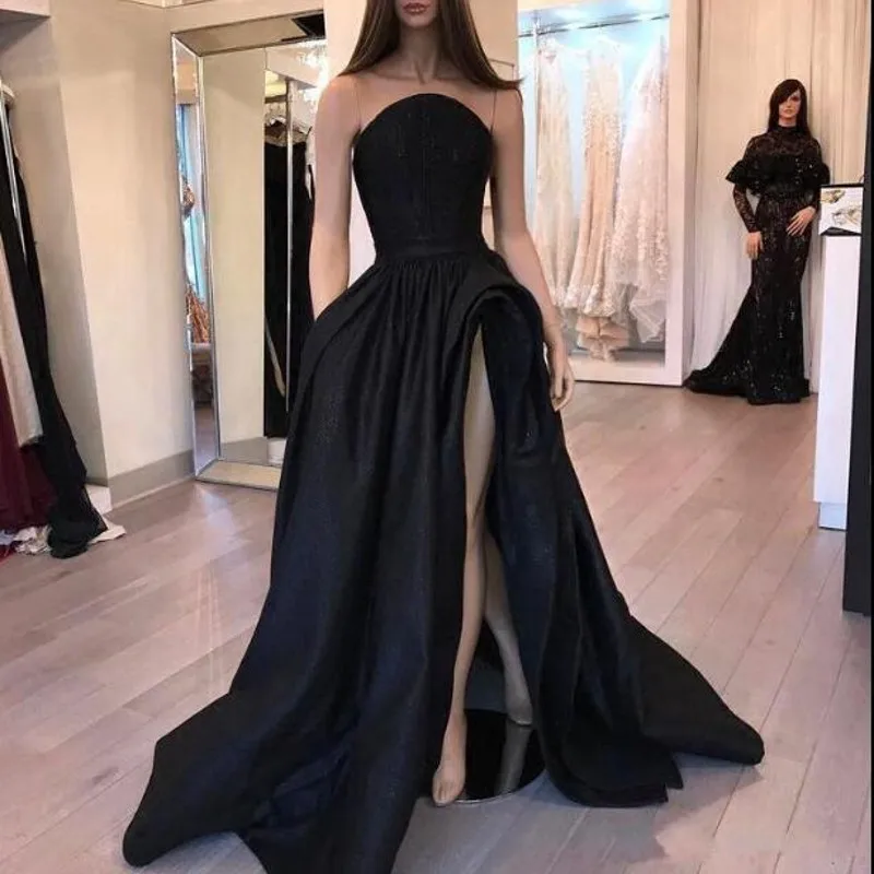 Vestido De Festa Simple Formal Dresses robe de soiree Off Shoulder Evening Gowns A Line Custom Made Black Sexy Slit Prom Gown
Vestido De Festa Simple Formal Dresses robe de soiree Off Shoulder Evening Gowns A Line Custom Made Black Sexy Slit Prom Gown