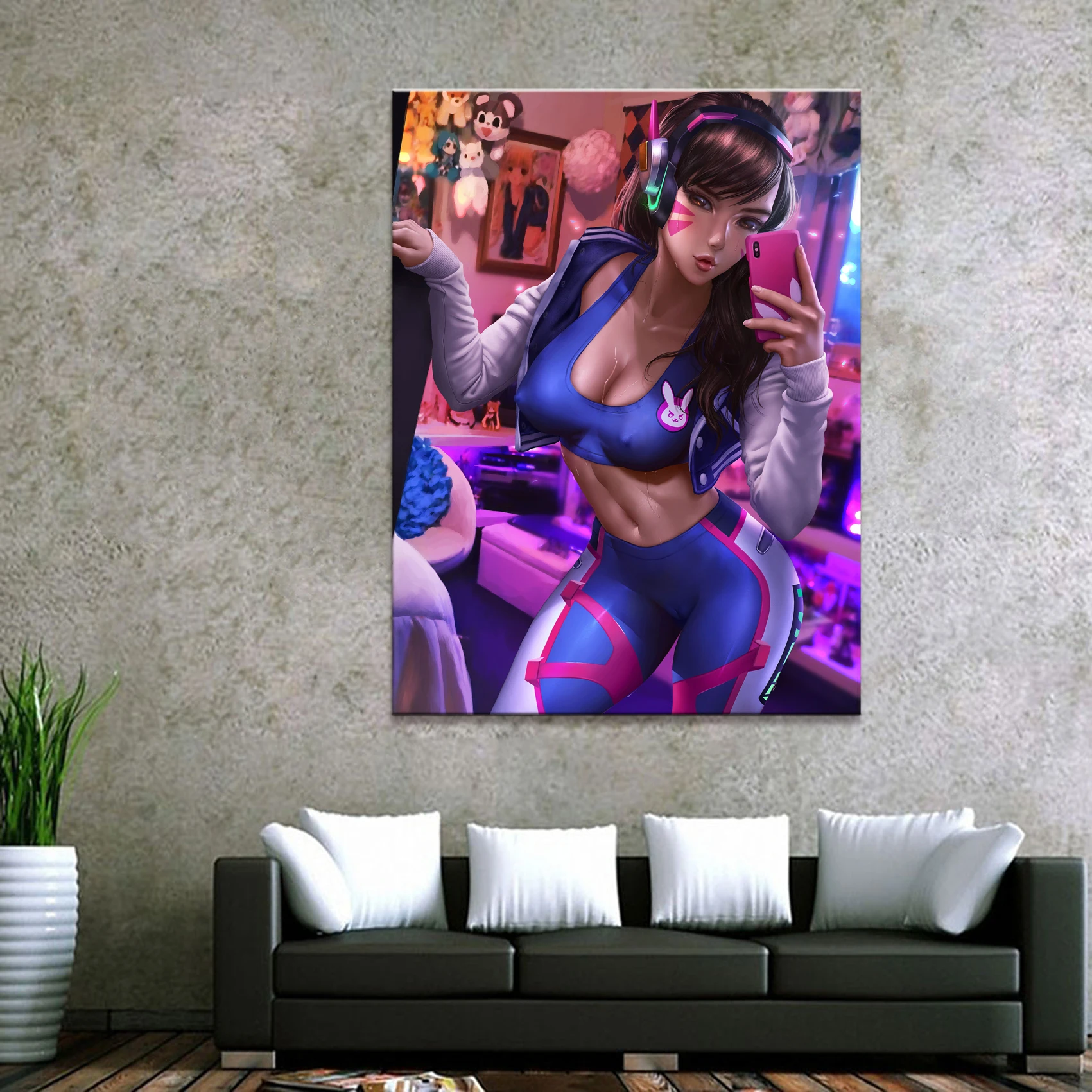 Домашний декор холст Overwatch D.Va игра 1 шт. Аниме Сексуальная девушка художественный