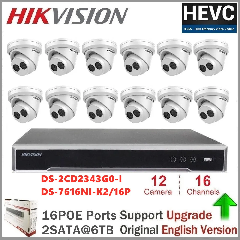 

Hikvision 16CH 4K POE NVR комплект CCTV система безопасности DS-2CD2343G0-I револьверная сетевая камера IP камера ИК Ночное Видение наблюдения