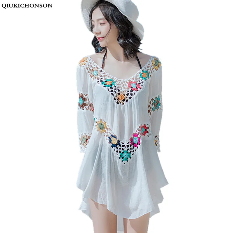 Qiukichonson 2018 Summer Beach Tops Crochet Lace Sun-proof Tops Hollow Out Women Midi Tshirts V Neck Backless Tees
Qiukichonson 2018 Summer Beach Tops Crochet Lace Sun-proof Tops Hollow Out Women Midi Tshirts V Neck Backless Tees