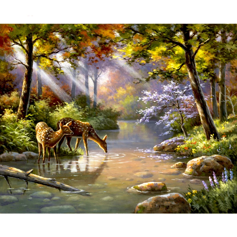 Painting By Numbers DIY Dropshipping 60x75cm Sika Deer Drinking Water Scenery Handmade Gift For Adult Unique Gift Home Decor 
Painting By Numbers DIY Dropshipping 60x75cm Sika Deer Drinking Water Scenery Handmade Gift For Adult Unique Gift Home Decor