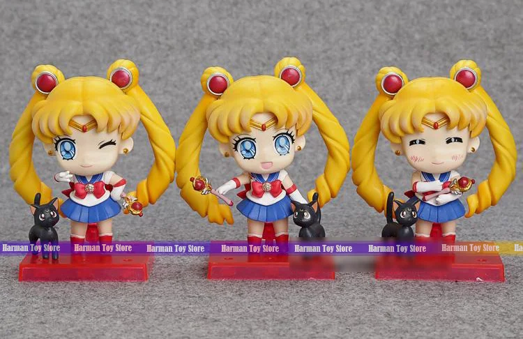 3pcs/LOT 10CM PVC Kawaii cute Japanese anime figure Q version sailor moon action figure set kids toys for girls collection toys
3pcs/LOT 10CM PVC Kawaii cute Japanese anime figure Q version sailor moon action figure set kids toys for girls collection toys