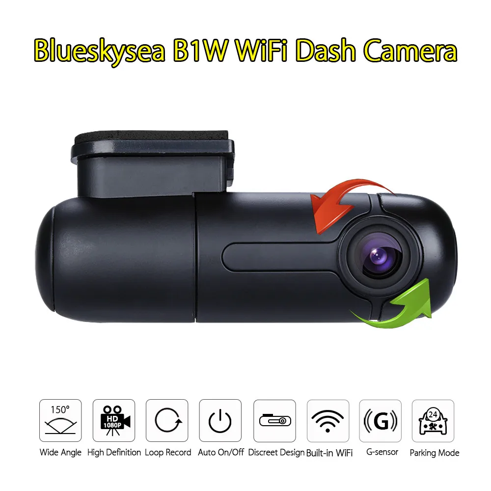 Blueskysea B1W Автомобильная камера HD 1080P Sony IMX323 Mini WiFi Автомобильный видеорегистратор