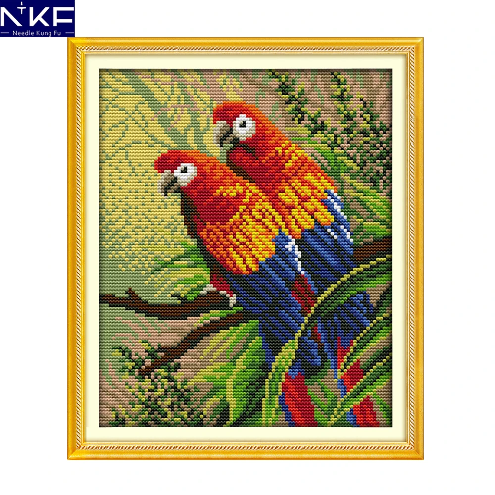 NKF Two Parrots Cross Stitch Sets Handmade Craft Painting Needlework Embroidery Kit Animal Cross Stitch Pattern for Home Decor
NKF Two Parrots Cross Stitch Sets Handmade Craft Painting Needlework Embroidery Kit Animal Cross Stitch Pattern for Home Decor