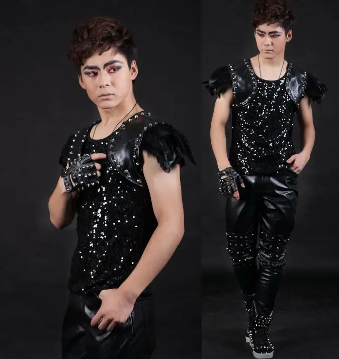 Original rivet feather men vest clothing camiseta tirantes hombre personalized singer dance stage street star style dress black
Original rivet feather men vest clothing camiseta tirantes hombre personalized singer dance stage street star style dress black