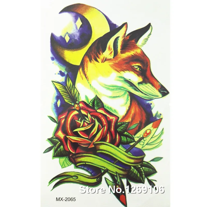 Водостойкие Временные татуировки наклейки 19 х12 см|fox swimwear|foxfox stuff |