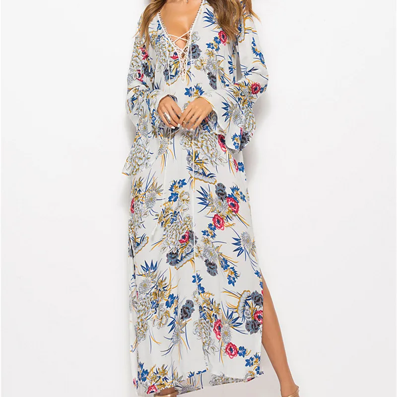 2019 Women Summer Dress Sexy Bohemian Beach Dresses Chiffon Casual Print Loose Maxi Long Sleeve Dress
2019 Women Summer Dress Sexy Bohemian Beach Dresses Chiffon Casual Print Loose Maxi Long Sleeve Dress