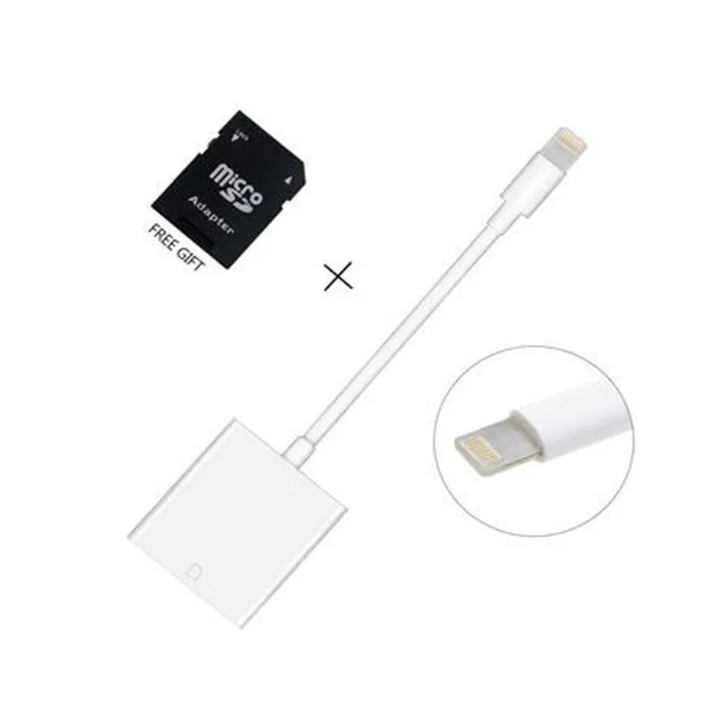 Адаптер считывателя SD-карт LBSC для Apple iPhone 5/5s/6/6s/6 Plus/7/7 Plus/iPad Mini/Air-приложение не требуется
Адаптер считывателя SD-карт LBSC для Apple iPhone 5/5s/6/6s/6 Plus/7/7 Plus/iPad Mini/Air-приложение не требуется