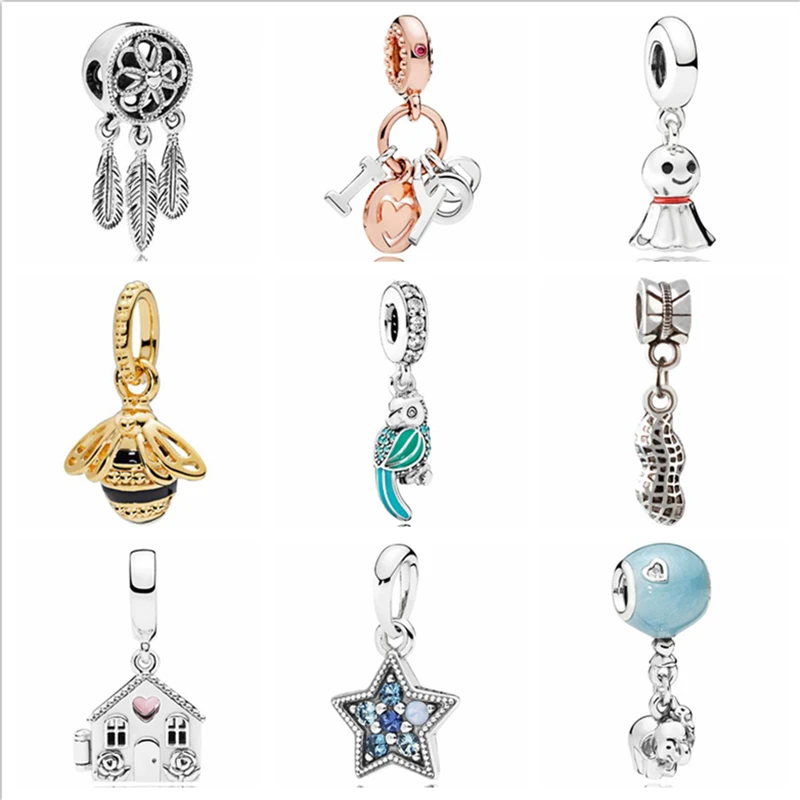 Btuamb Maxi Small Statement Flower House Star Elephant очарование Кристалл бисер Подходит для Pandora