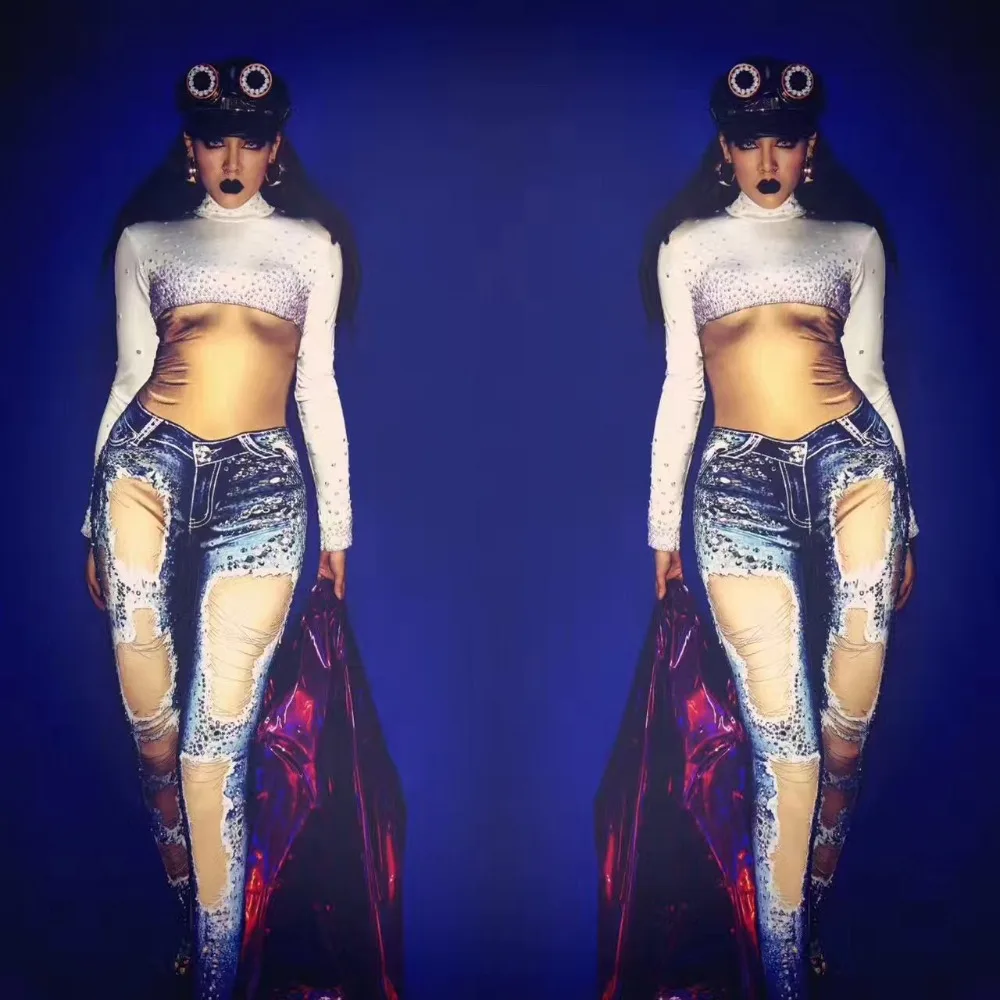 Women's New 3D Printed Jeans Shining Rhinestones Sexy Jumpsuit Celebrate Stretch Leggings Outfit Female Singer Dance Bodysuit
Women's New 3D Printed Jeans Shining Rhinestones Sexy Jumpsuit Celebrate Stretch Leggings Outfit Female Singer Dance Bodysuit