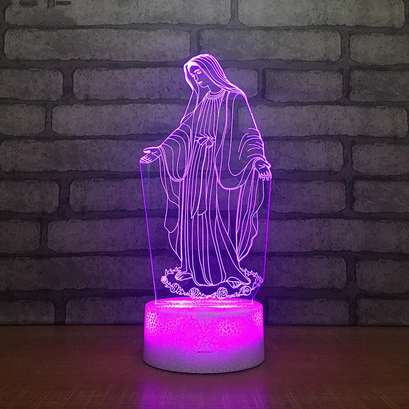 Blessed Virgin Mary 7 Color Led Night Lamps For Kids Touch Usb Table Lampara Lampe Baby Sleeping Nightlight Drop Ship | Лампы