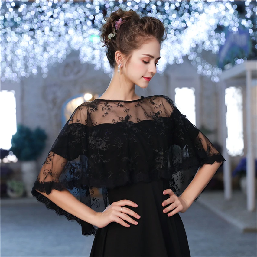 ISHSY Hi-Lo Black Lace Wedding Bolero Cape Jacket Women for Evening Party Floral Shawl Wrap Chaqueta Chale de fiesta mujer novia
ISHSY Hi-Lo Black Lace Wedding Bolero Cape Jacket Women for Evening Party Floral Shawl Wrap Chaqueta Chale de fiesta mujer novia