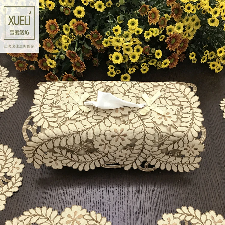 yellow leaf lace High-end luxury embroidery cloth art tissue box tissue case 1pc
yellow leaf lace High-end luxury embroidery cloth art tissue box tissue case 1pc