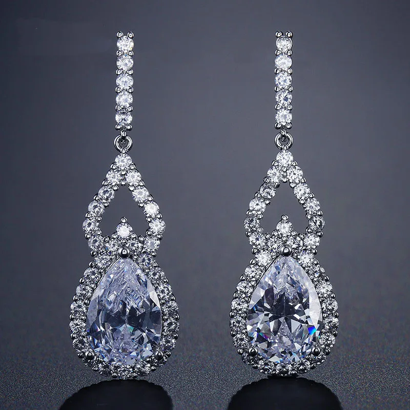 Fashion Noble Elegant Water Drop Dangle Earring Full Full Mirco Sparking Cubic Zircon For Women Wedding Party Gift Jewelry
Fashion Noble Elegant Water Drop Dangle Earring Full Full Mirco Sparking Cubic Zircon For Women Wedding Party Gift Jewelry