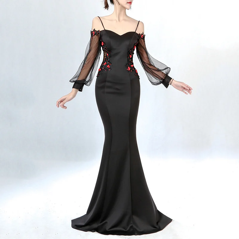 Black Transparent Sleeves & Floral Appliques Party Club Bodycon Slim Mermaid Dress Prom Long Elegant Dresses Robe Longue Femme
Black Transparent Sleeves & Floral Appliques Party Club Bodycon Slim Mermaid Dress Prom Long Elegant Dresses Robe Longue Femme