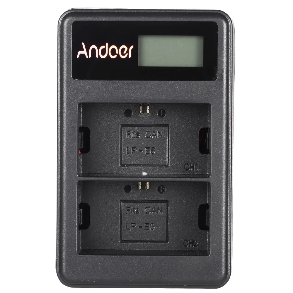 Andoer LP E6 перезаряжаемый светодиодный дисплей литий ионный аккумулятор зарядное