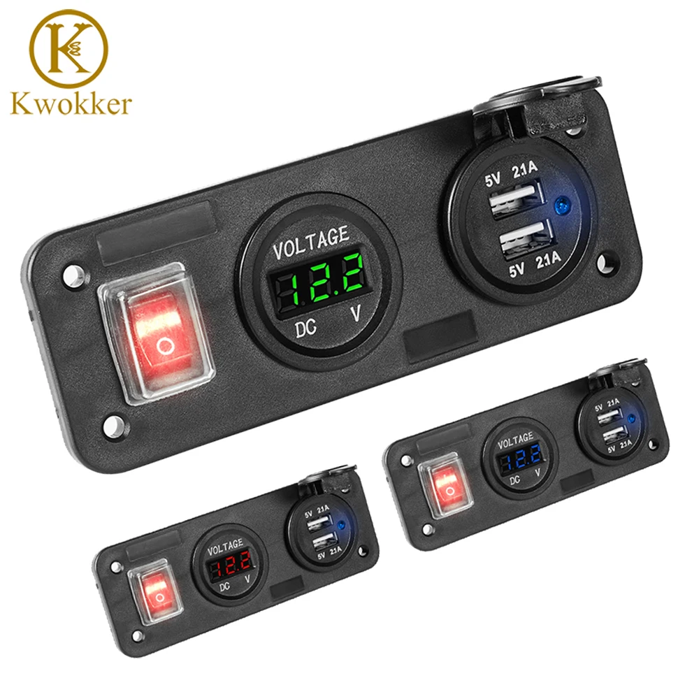 12V Car Cigarette Lighter Socket Dual USB Adapter Charger + Digital Voltmeter with No/Off Switch For Car Boat Truck
12V Car Cigarette Lighter Socket Dual USB Adapter Charger + Digital Voltmeter with No/Off Switch For Car Boat Truck