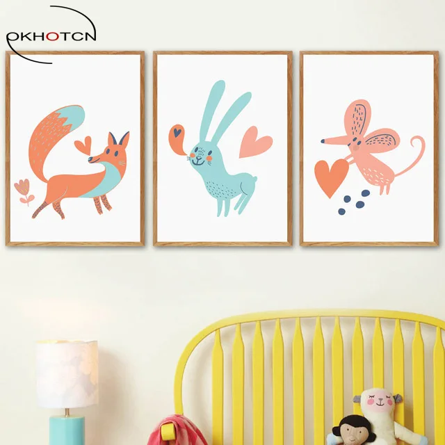 OKHOTCN Fox Rabbit Posters HD Printed on Canvas Cartoon Animal Painting Poster Wall Pictures Nordic Nursery Kids Room Decoration
OKHOTCN Fox Rabbit Posters HD Printed on Canvas Cartoon Animal Painting Poster Wall Pictures Nordic Nursery Kids Room Decoration